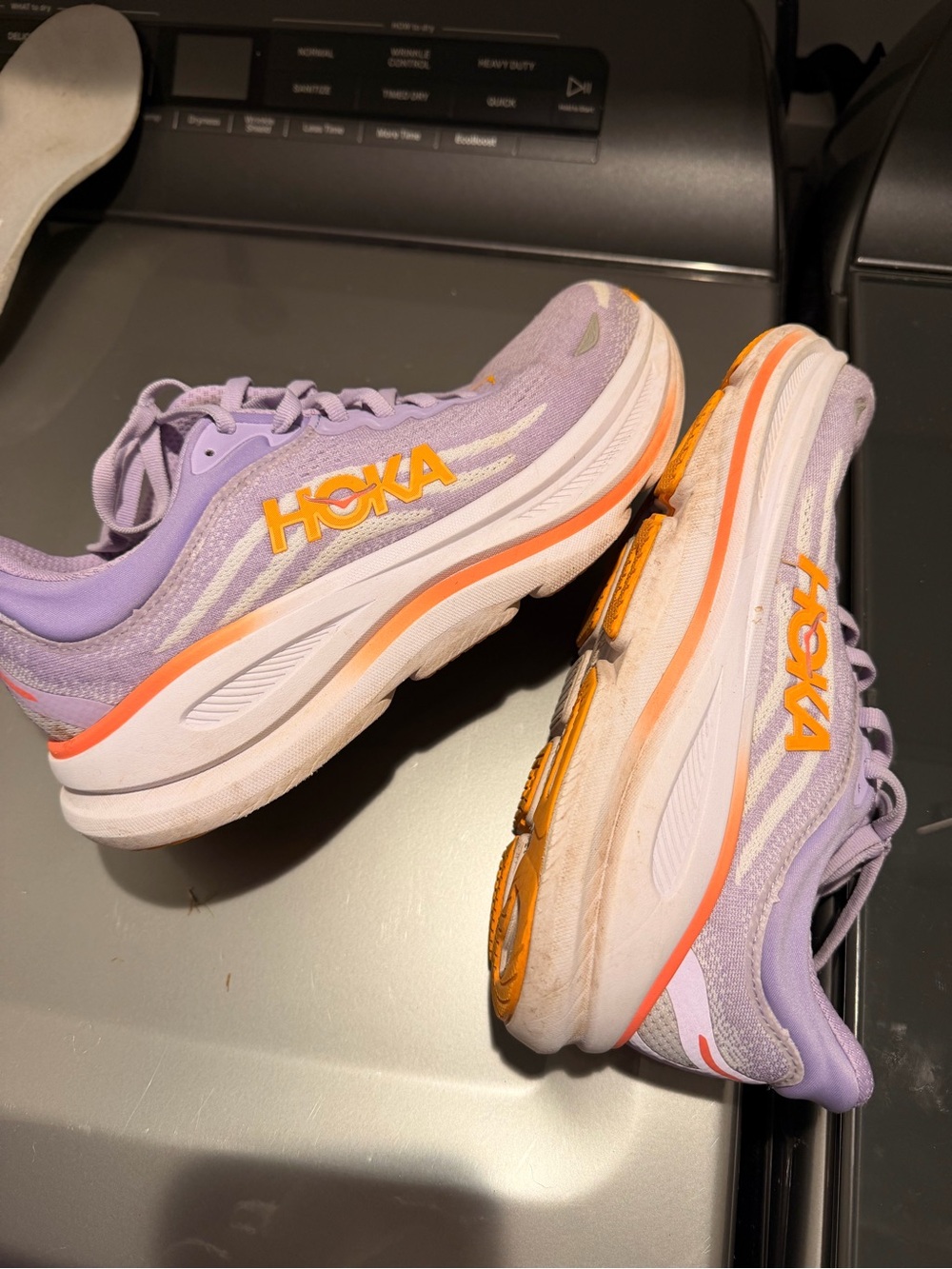 HOKA Lavender Athletic Running Shoes with Orange Logo